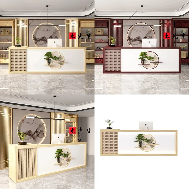 Spa And Wellness Hotel - Solid Wood Reception Desk New Chinese
