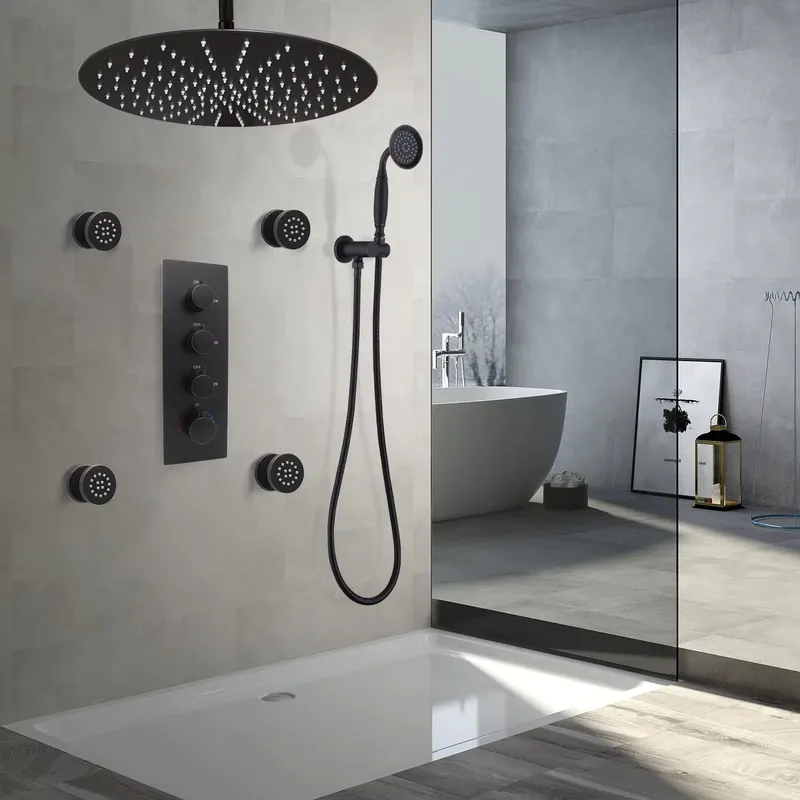 Spa & Wellness Joule - 4-Piece Matte Black Ceramic Adjustable Flow