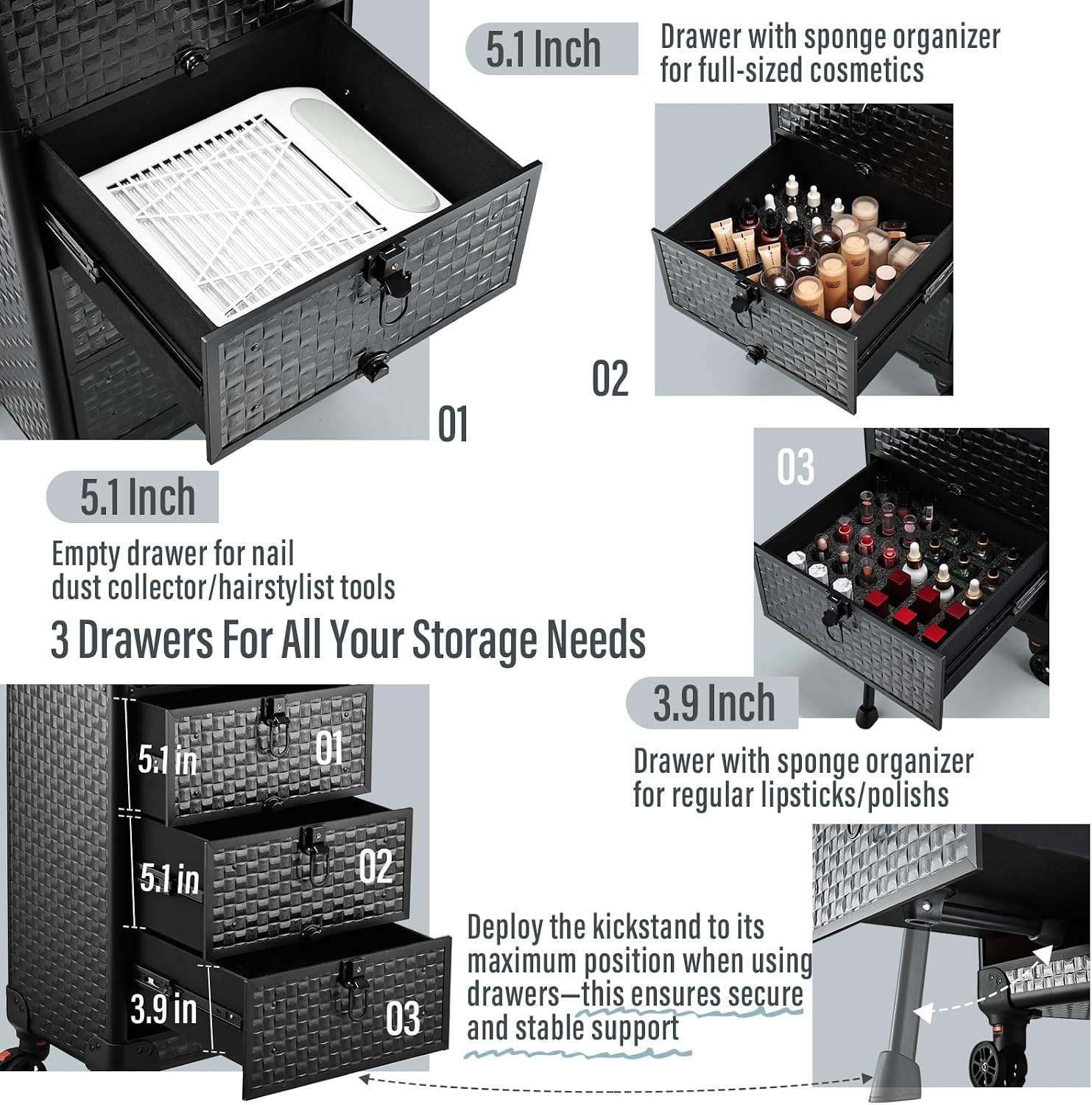 Rolling Salon Cart with 3 Draw - Spa & Wellness Joule 评论和价格